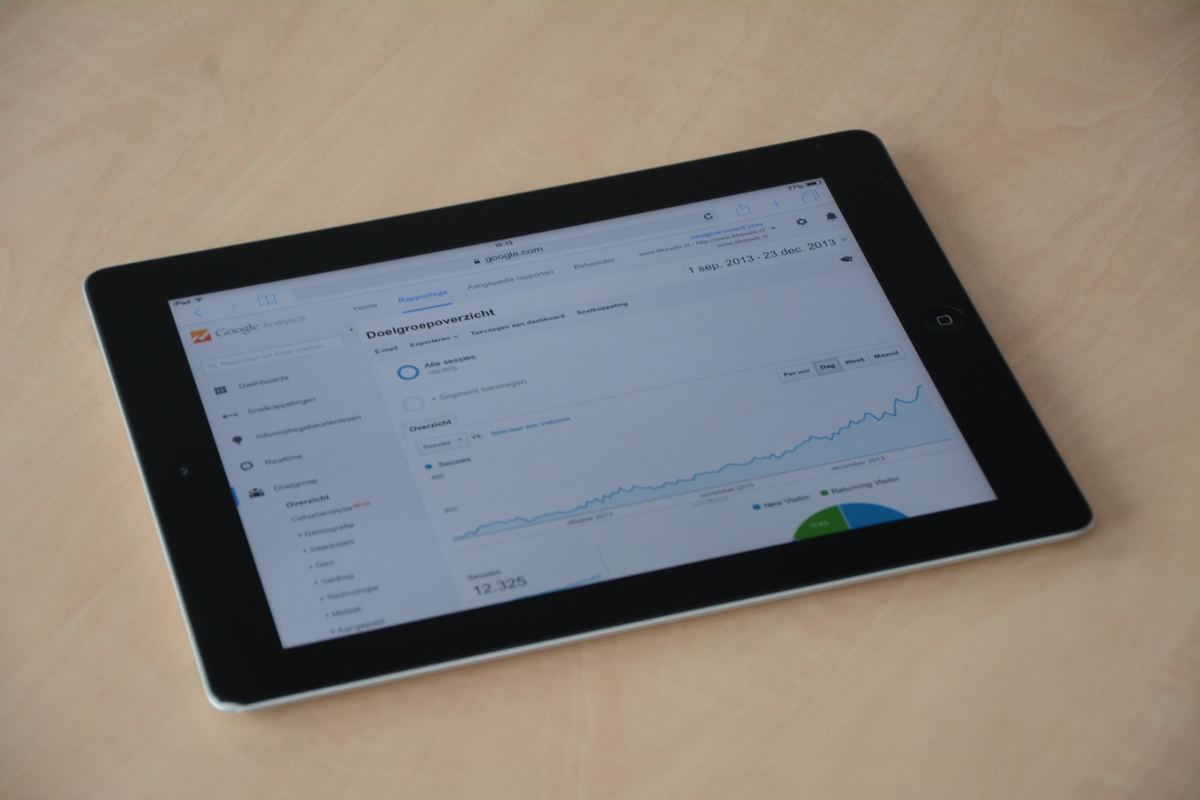 Tablet showing an analytics dashboard
